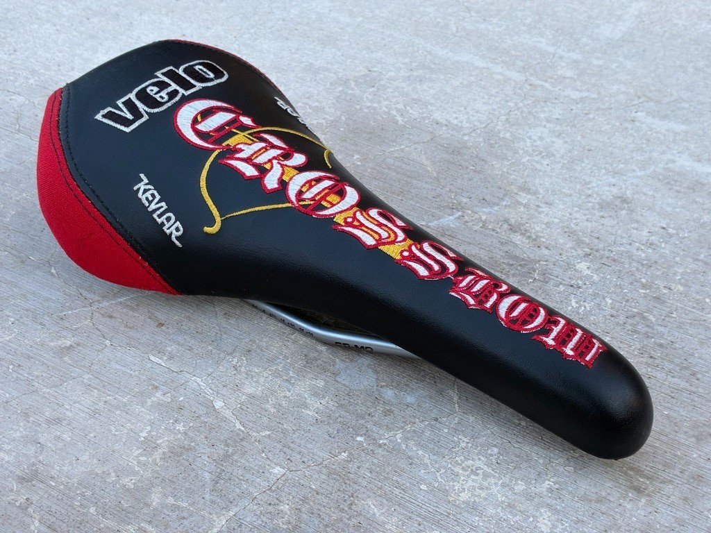 NOS Velo Crossbow Embroidered Road MTB BMX Saddle | CrMo Rails
