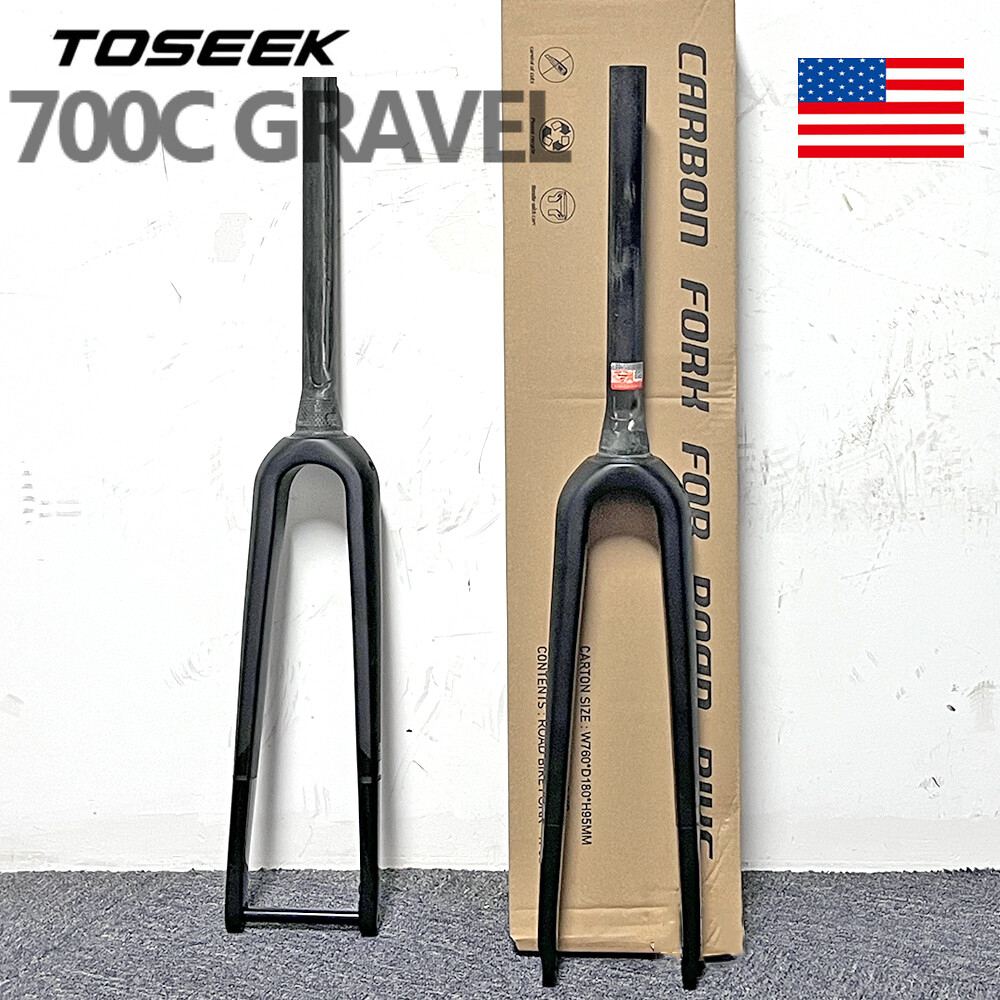 TOSEEK 700C Carbon Fiber Gravel Road Bike Fork Disc Brake QR/Thru Axle 100*12mm