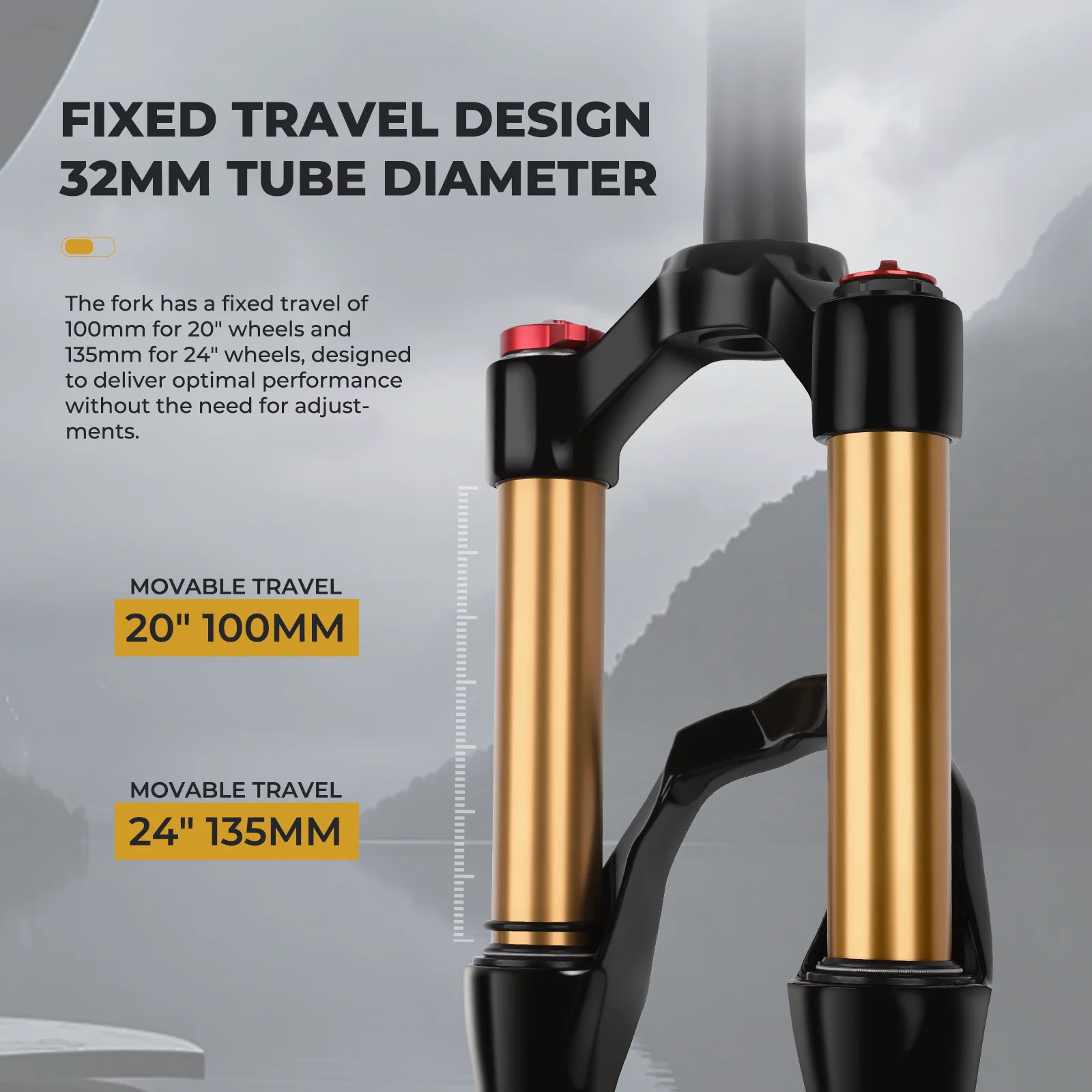 20/24 Inch Bicycle Suspension Air Fork Remote Manual Lockout Fork 100mm Travel