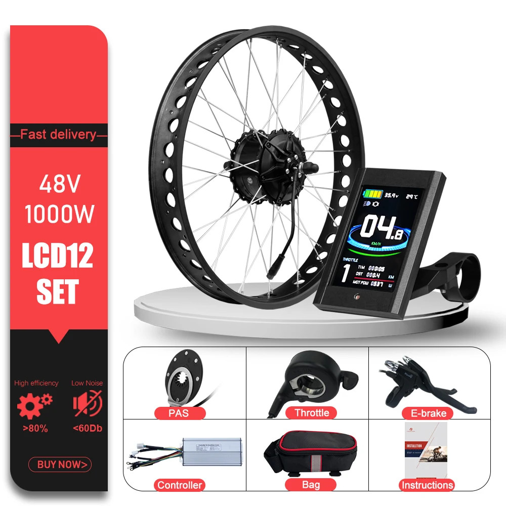 48V 1000W 4.0 Tyre Brushless Rear Hub Motor Wheel for Snow E-bike Conversion Kit