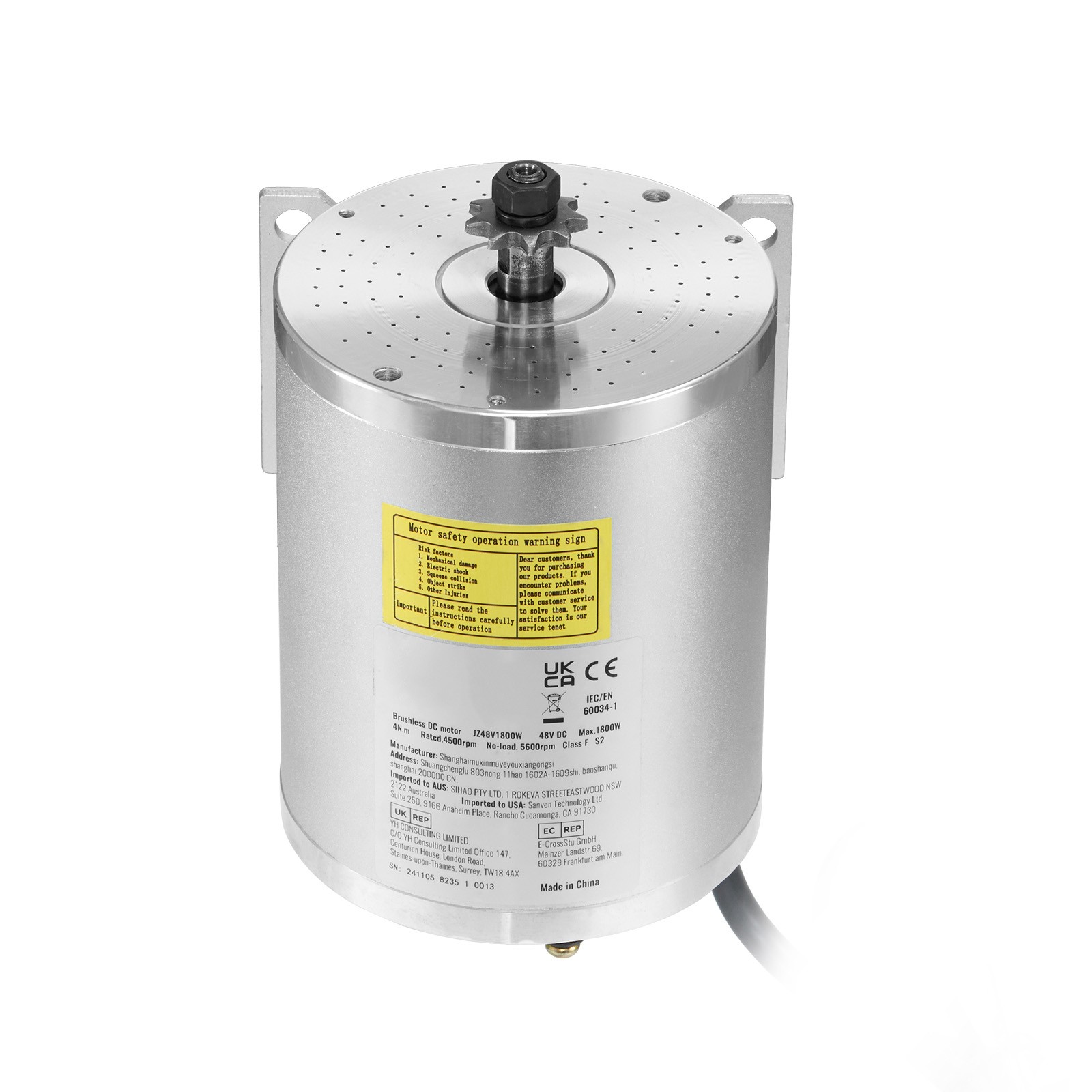 1800W Electric Brushless DC Motor Kit 48V 4500rpm Motor with Upgraded Controller