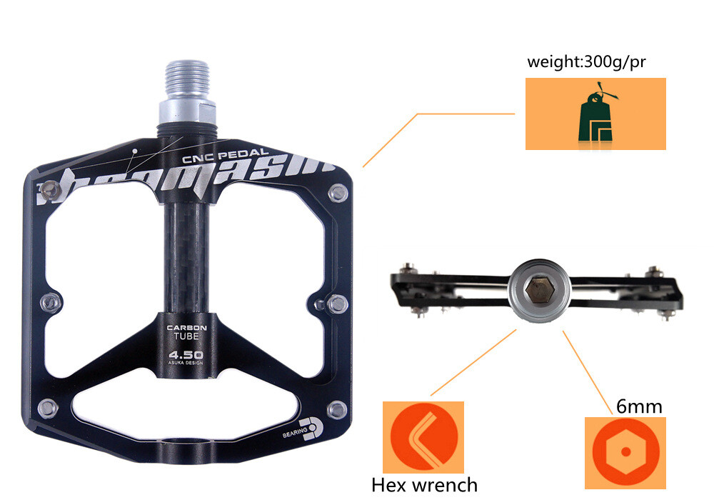 Aluminum Carbon Road MTB Mountain Bike XC AM Bicycle Pedal 3 Bearing Flat Pedals