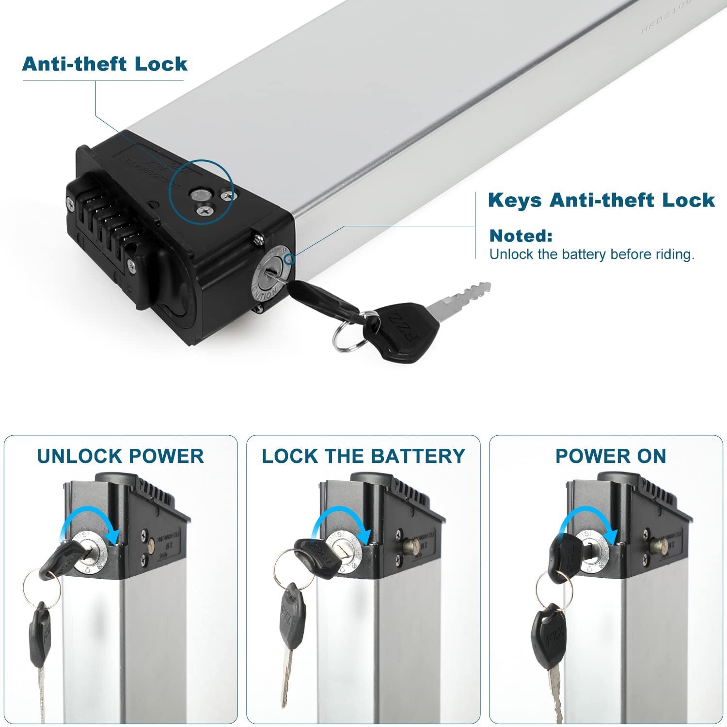 Folding Ebike Battery 48V 10.4Ah 12.8Ah 14Ah ALX006 Battery for Lectric XP 2.0