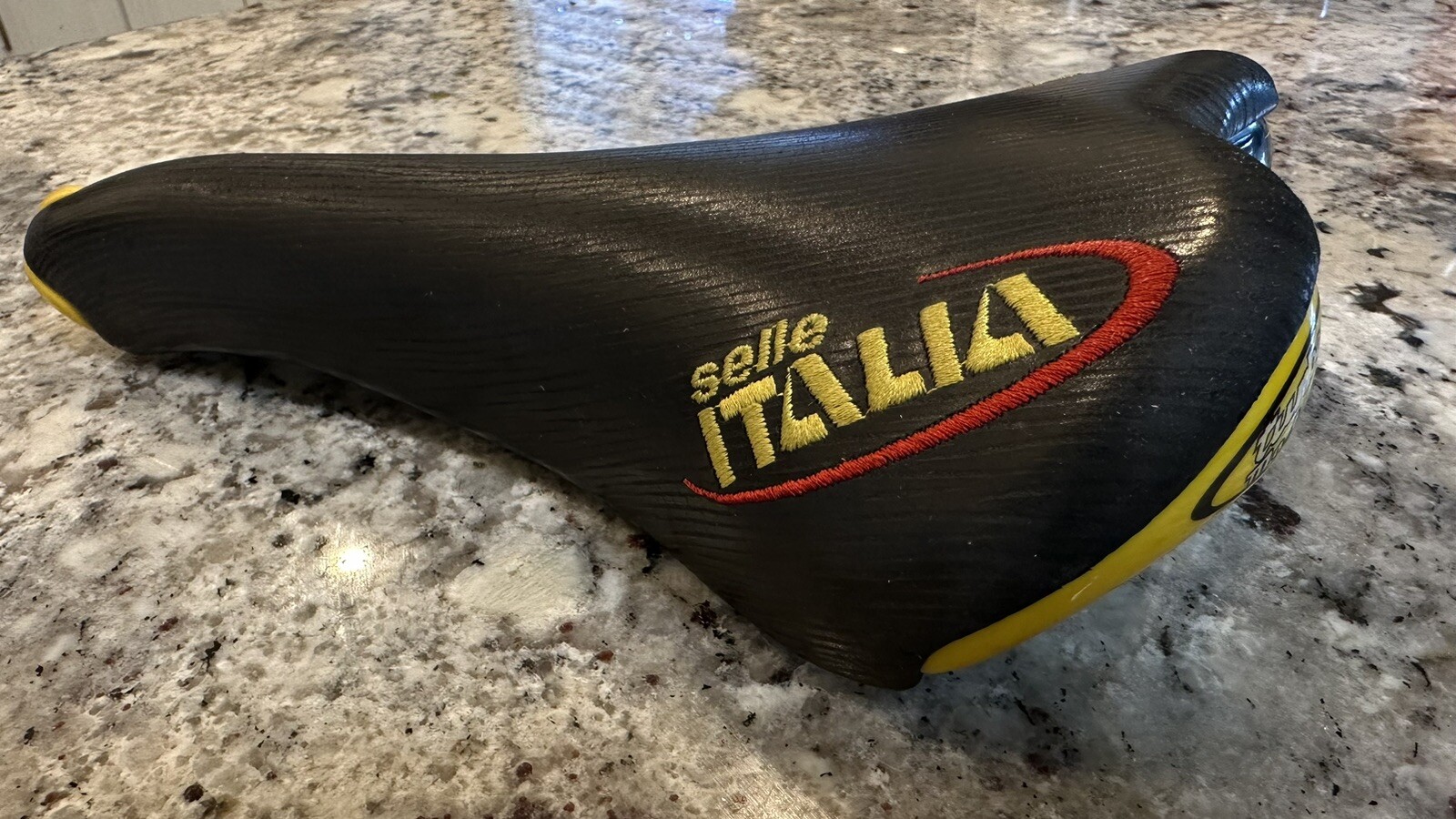 1999 Selle Italia Turbomatic 3 Black Leather Manganese Rail Saddle,Used Vintage