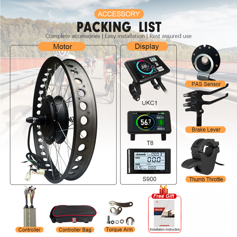20 24 26in 72V 3000W Snow E-bike Kit 4.0 Fat Tire Brushless Rear Hub Motor Wheel