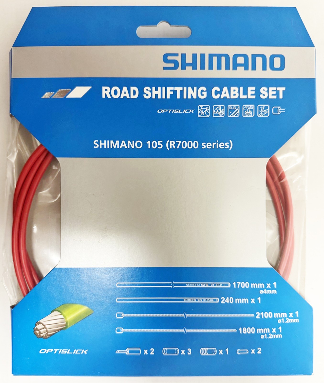 Shimano 105 (R7000 series) Road Optislick Shifting Cable Set – Red, Y8ZG98110
