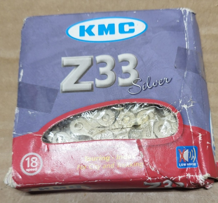 KMC Z33 Silver, 18 Speed Bicycle Chain 1/2″ X 3/32″