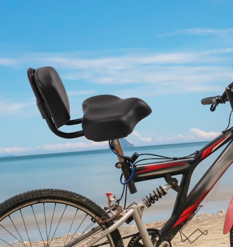 Bike Saddle Seat w/ Backrest Bicycle Extra Wide Comfort Leather Cushion Soft Pad