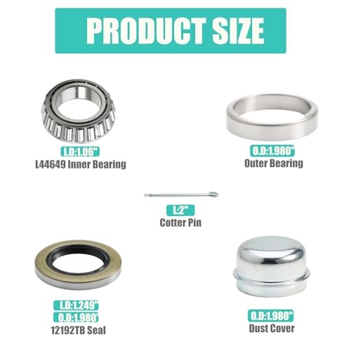 2 Set Fits for 1-1/16» Axles Trailer Wheel Hub Bearings Kit,