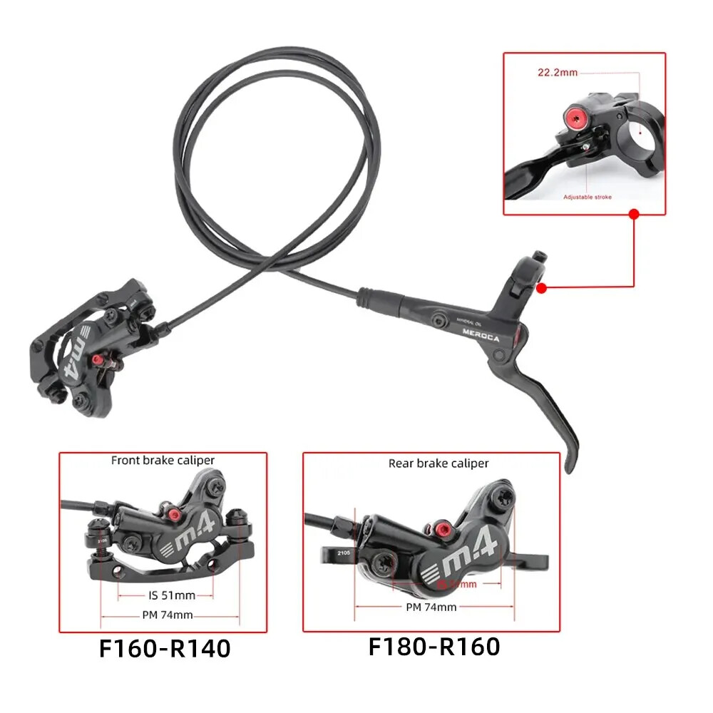 4-Piston MTB Bicycle Hydraulic Disc Brake with Silicone Protective 800mm/1400mm