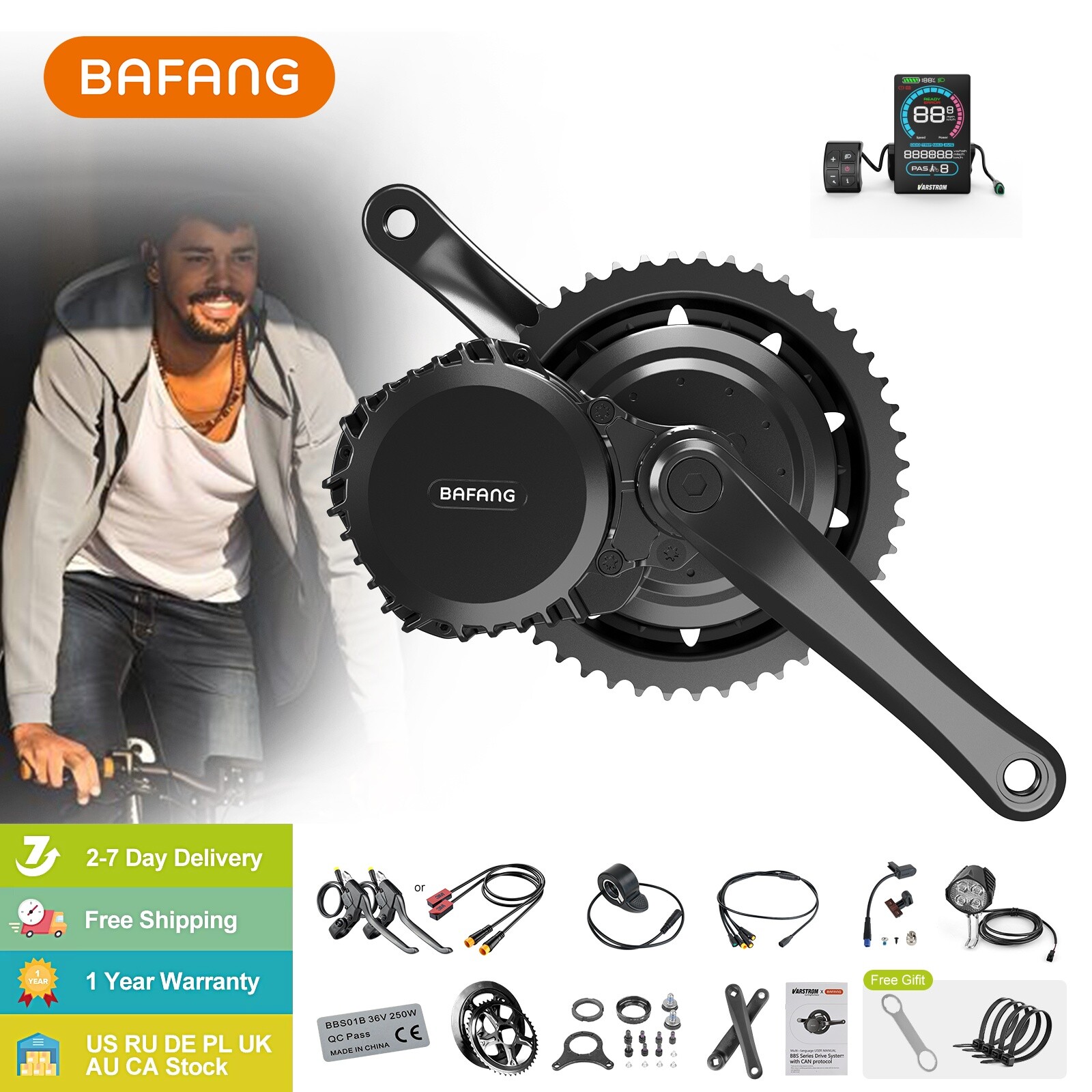 48V500W BAFANG VD618 Electric Bicycle Conversion Kits BBS02B DIY Mid Drive Motor