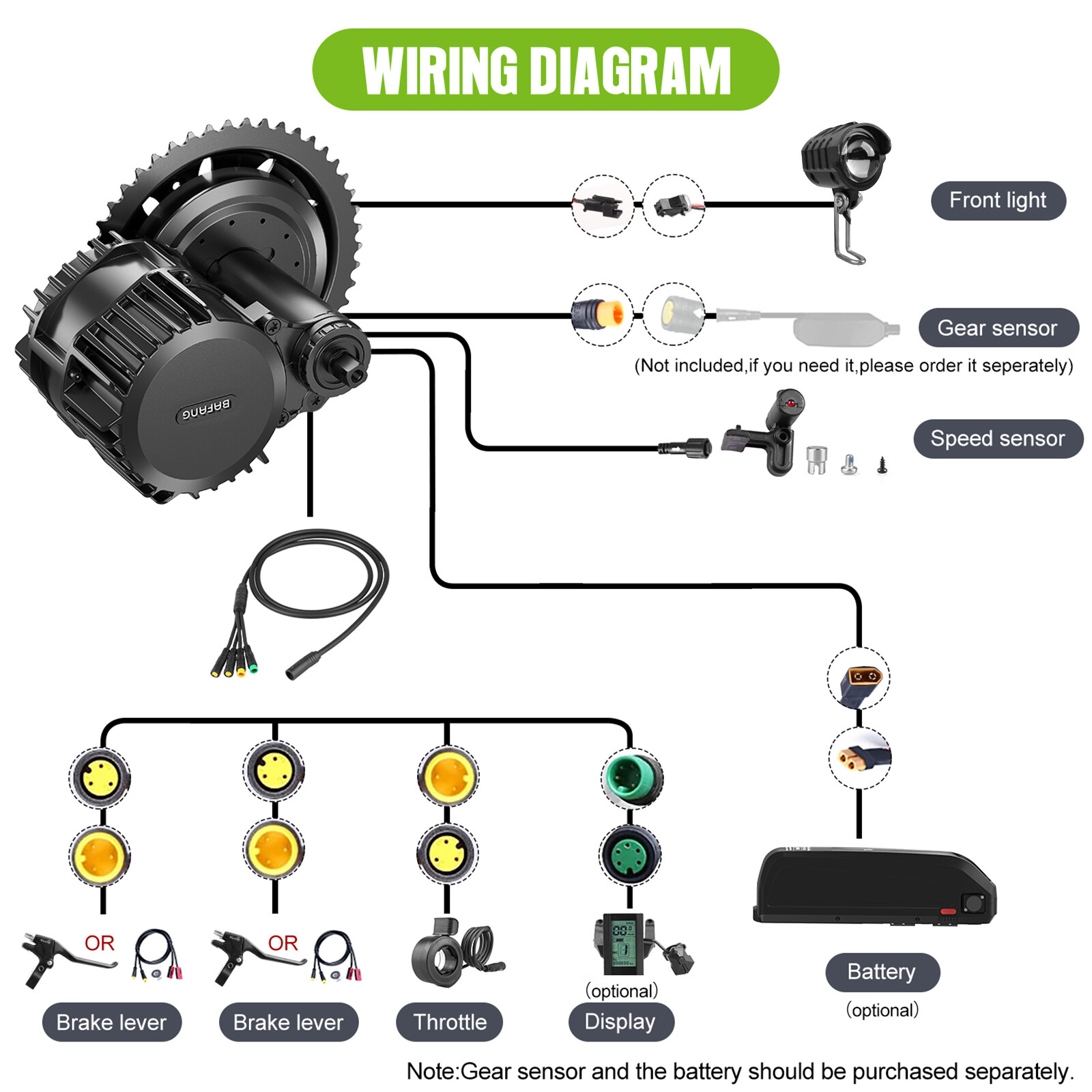 Bafang 52V1000W 68-73MM BBS-HD 46T Mid Drive Motor Ebike Conversion Kits