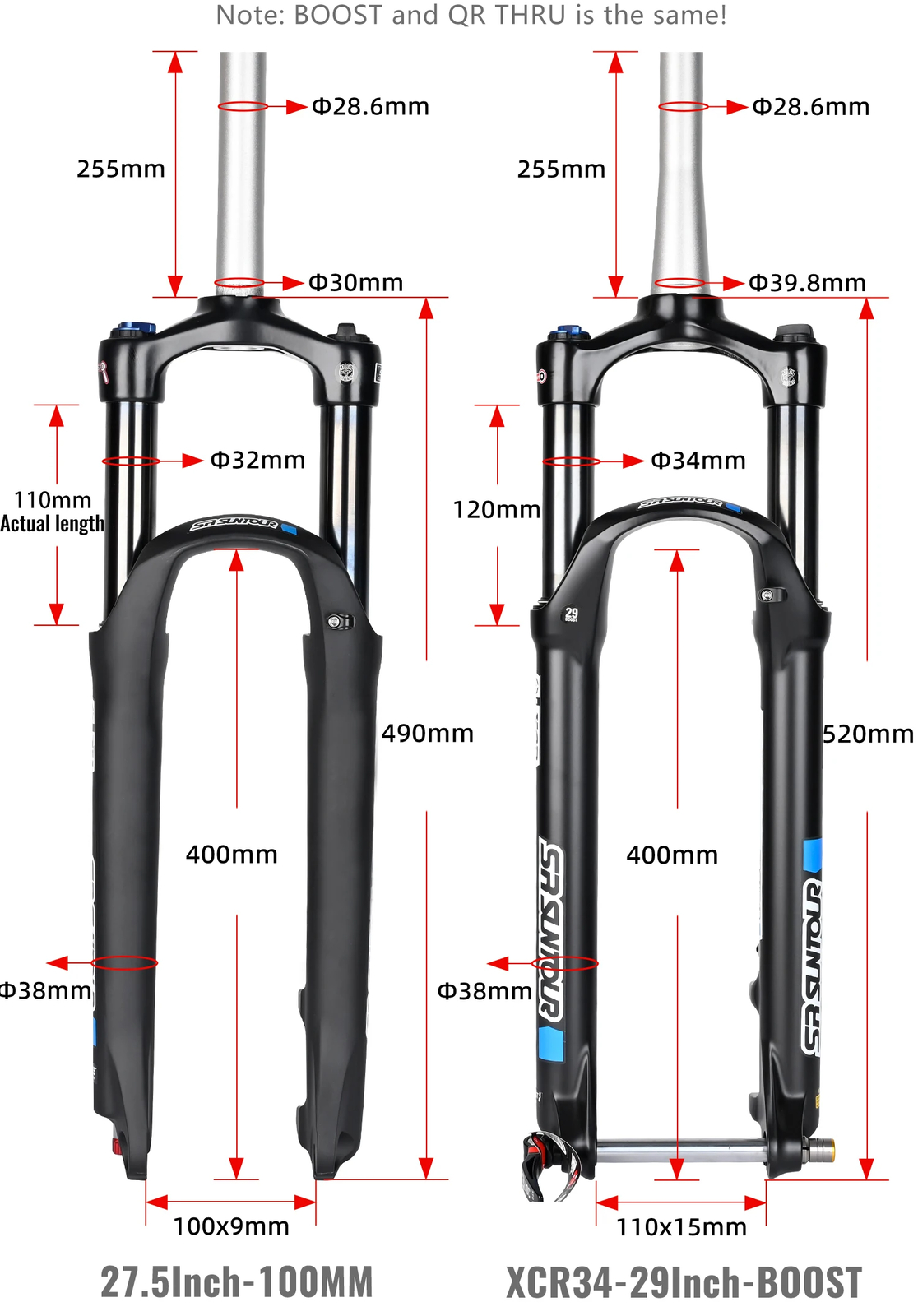 27.5 29″ Mountain Bike Oil Spring Suspension Fork QR BOOST 120MM Travel Froks