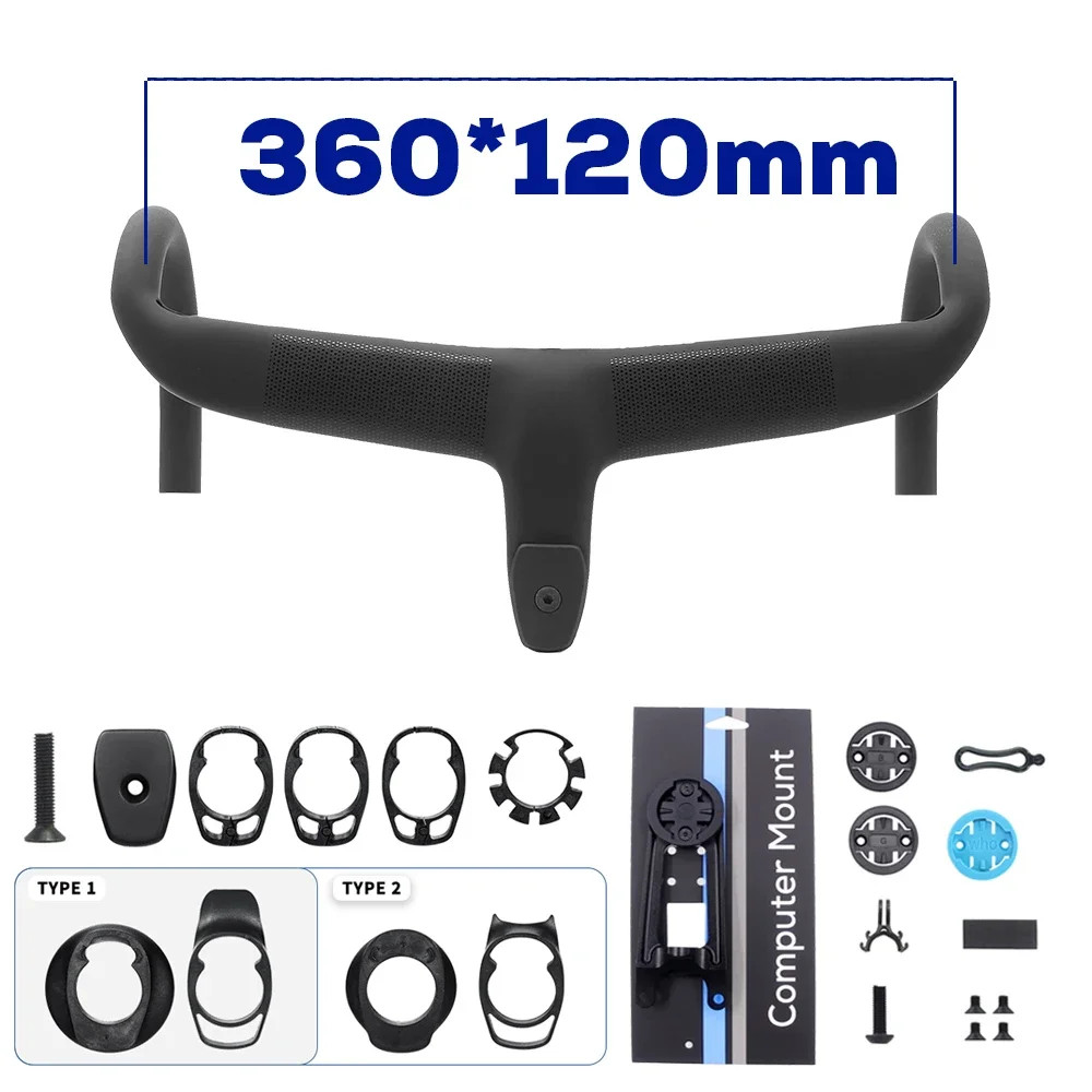 -10 Degree Carbon Fiber Integrated Road Bike Handlebar Internal Cable Routing