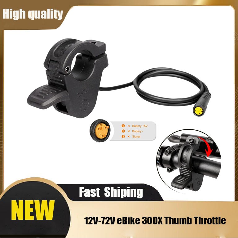 12V-72V E-Bike 300X Thumb Throttle For Bafang BBS01/02 BBSHD Mid Motor WP Plug