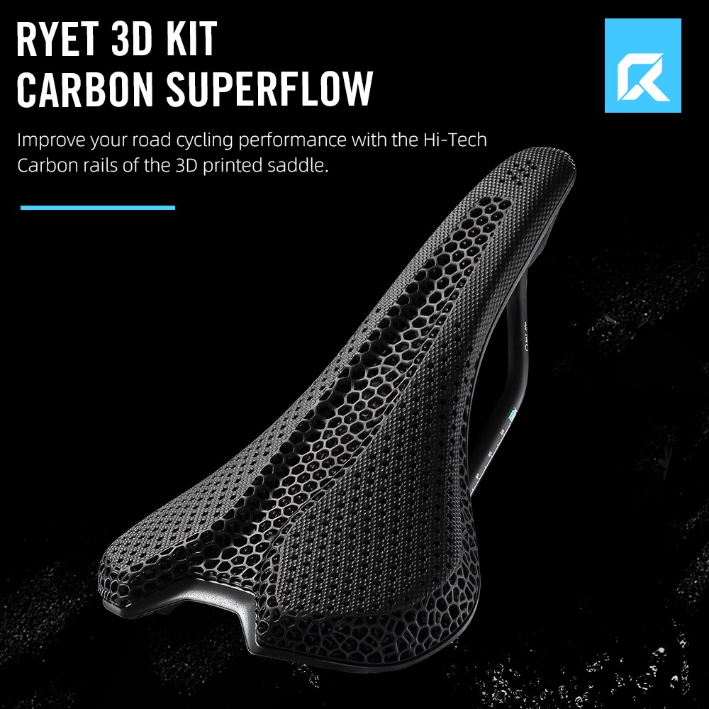 3D Printed Bike Road MTB Saddle Ultralight Full Carbon Fiber Rails Hollow Relief