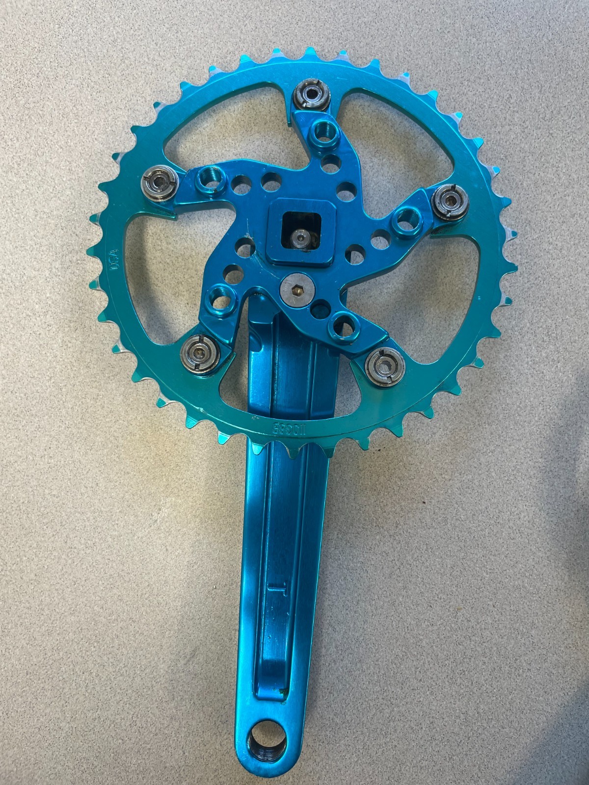 Kooka Tandem Crankset alloy anodized blue 175mm square taper retro rare