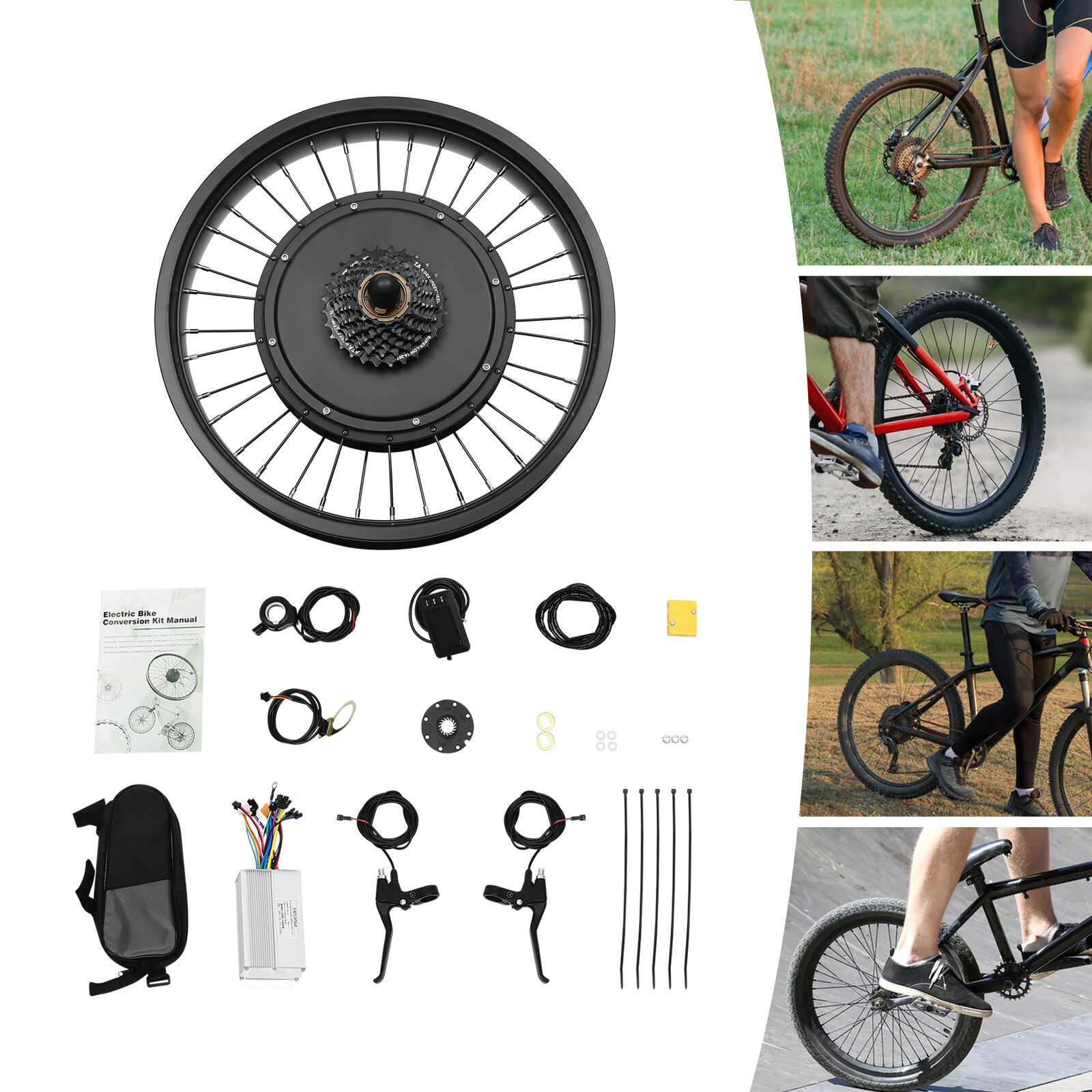 20″ 48V Electric Bicycle Front Wheel Hub Motor Ebike Conversion Kit Fat Tire 1kW