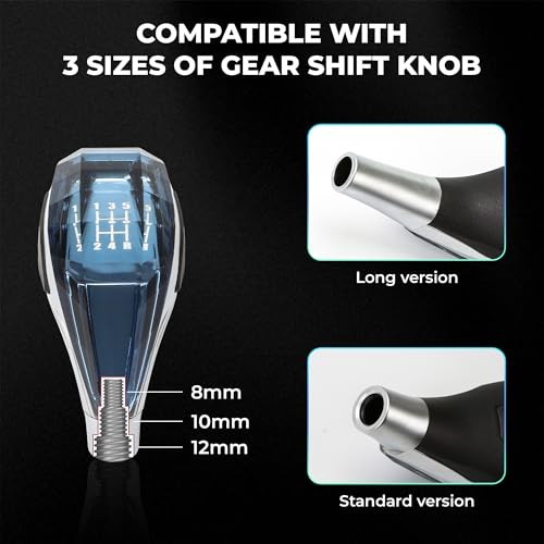 Touch Activated Illuminated LED Crystal Gear Shift Knob – Universal Manual &