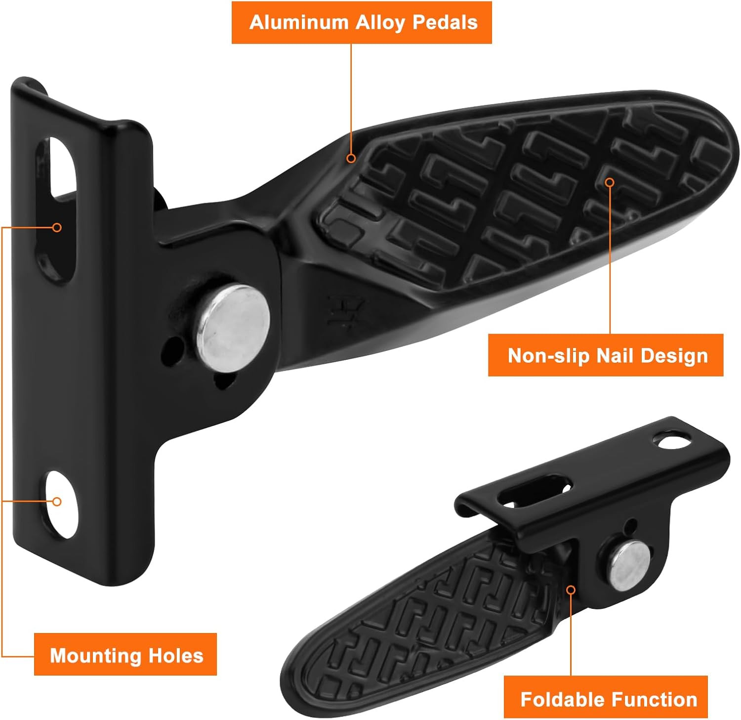 1 Pair Electric Scooter Folding Pegs, Mini Non-Slip Foot Pegs for E-Bike, Bicycl