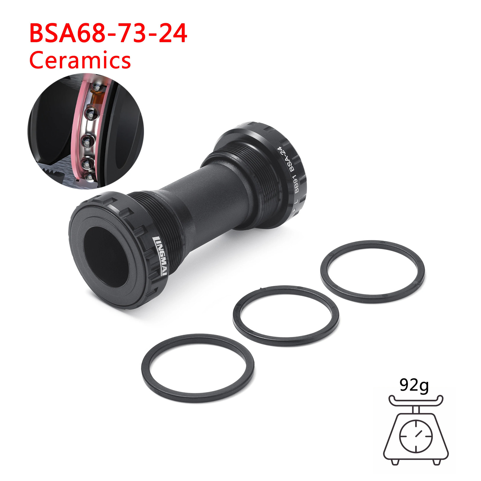 Bicycle Bottom Bracket Ceramic Bearing BB T47 Thread 68Mm 73Mm 86.5Mm Bsa 68Mm 7