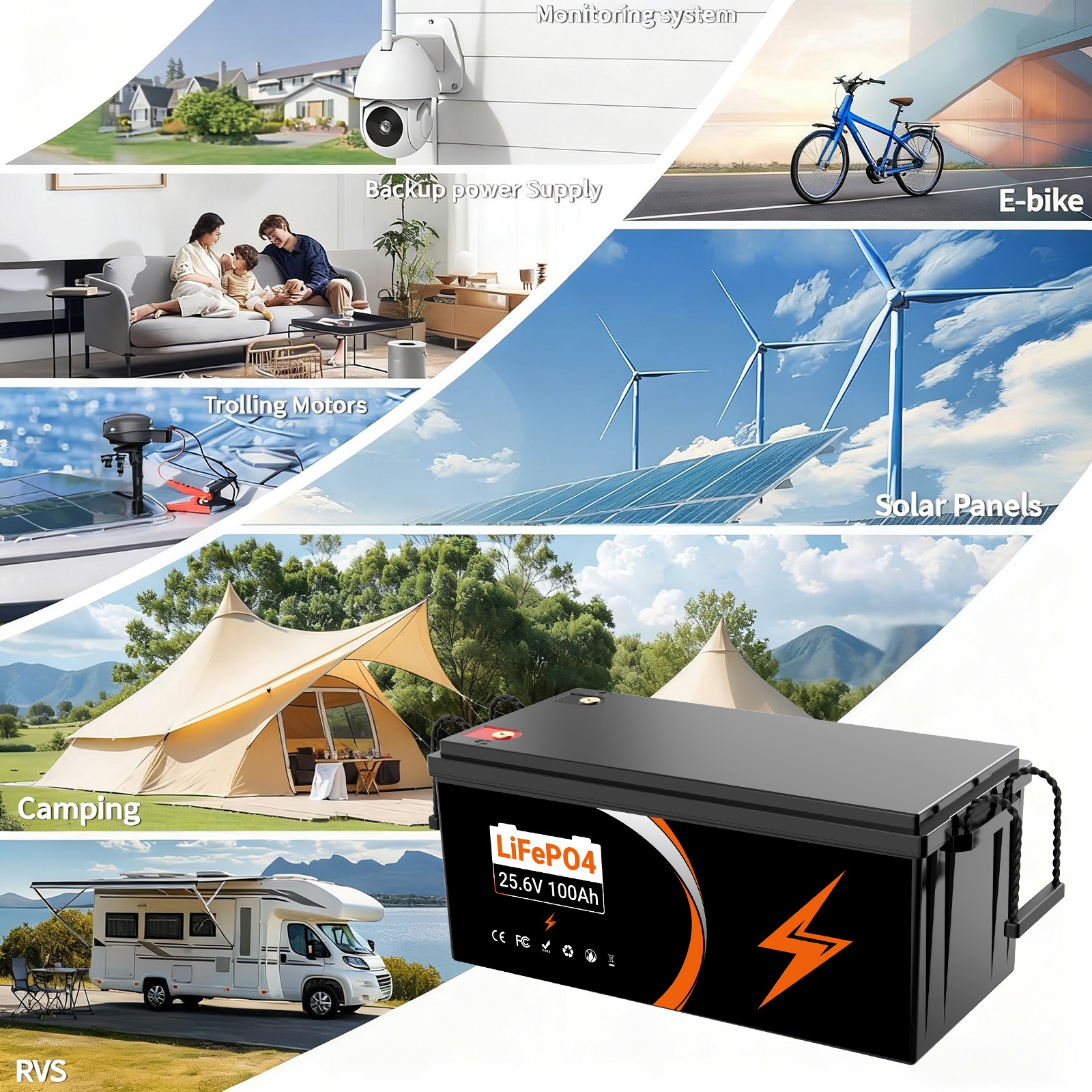 UPP 12V 24V 100Ah 300Ah LiFePO4 Battery Lthium for RV Marine Solar Home Energy