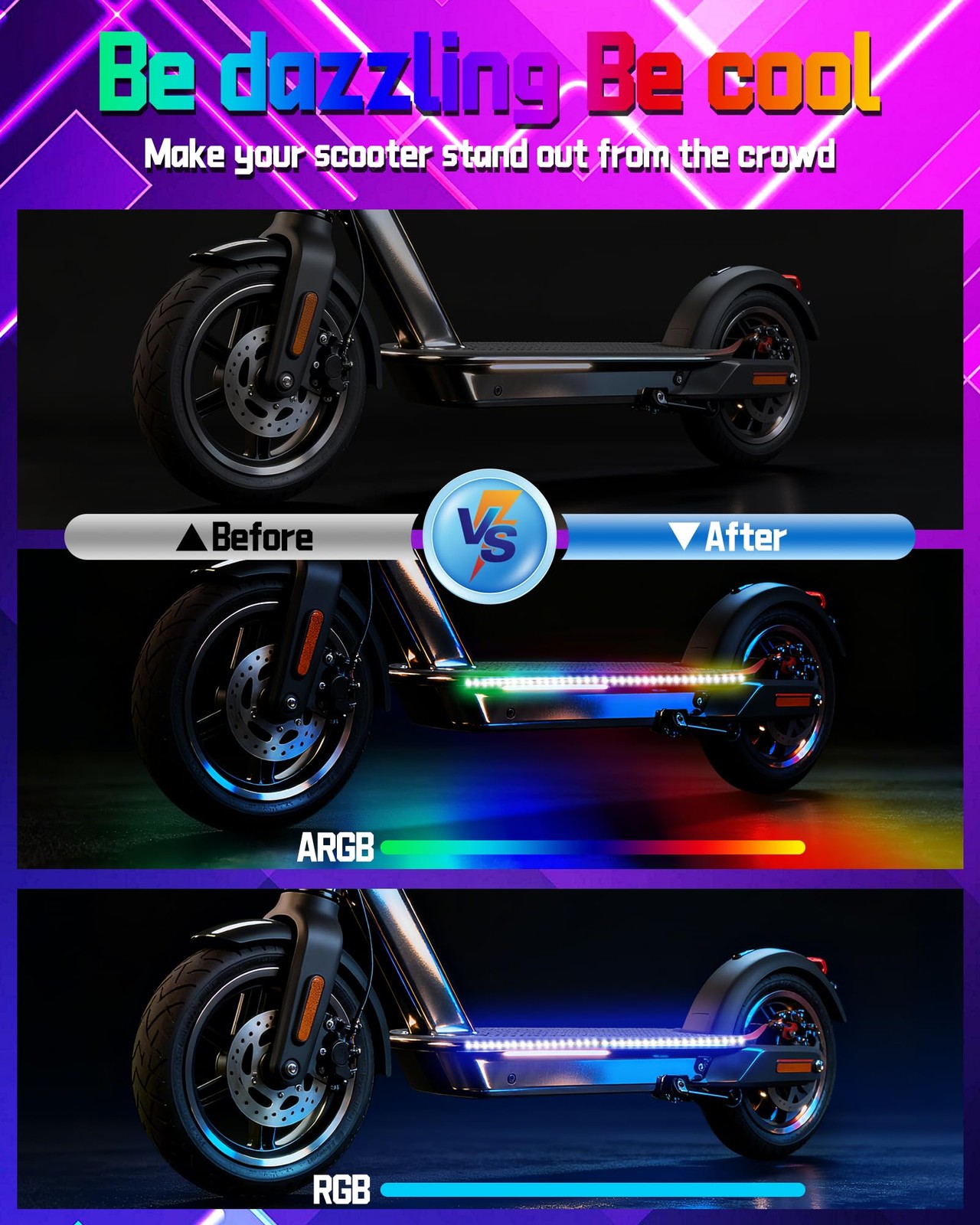 MINEXITY Led Lights for Scooter Night Riding, Battery Operated Electric Bike …