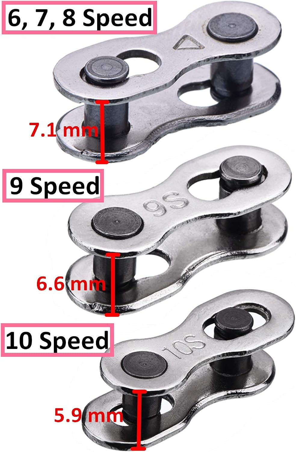8 Pairs Bicycle Missing Link for 6, 7, 8, 9, 10 Speed Chain Master Link for Bicy