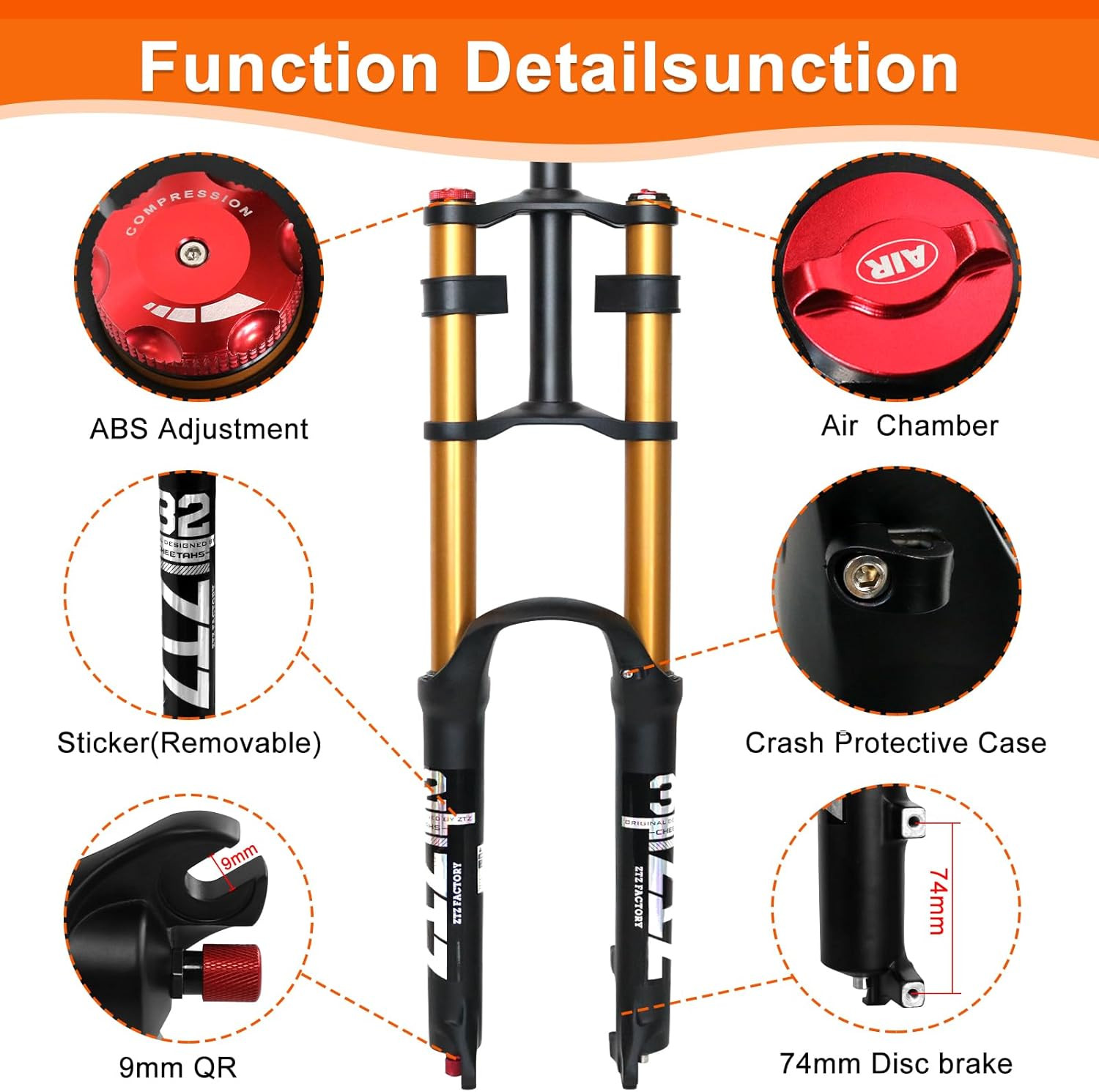 26/27.5/29 Inch Mountain Bike Air Suspension Fork,Rebound Adjustment,180Mm Trave
