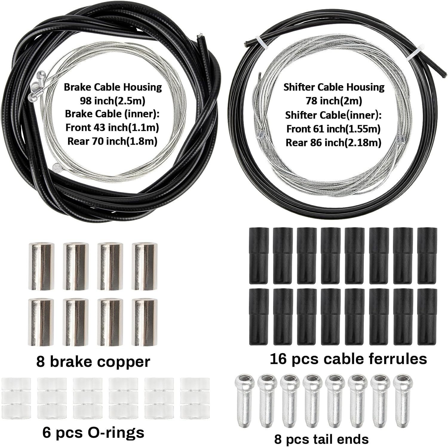 Bike Brake Cable Kit – Universal Bike Shifter Cable Housin – ( 44PCS )