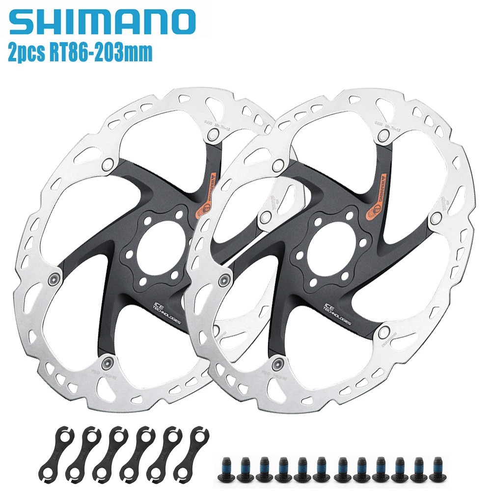 2PCS – Shimano XT Ice-Tech SM-RT86 6 Bolts Disc Brake Rotors 203mm