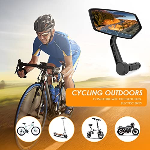 Bike Mirror for 0.59-0.65″ Diameter Handlebar HD Bar End Pentagonal B Left