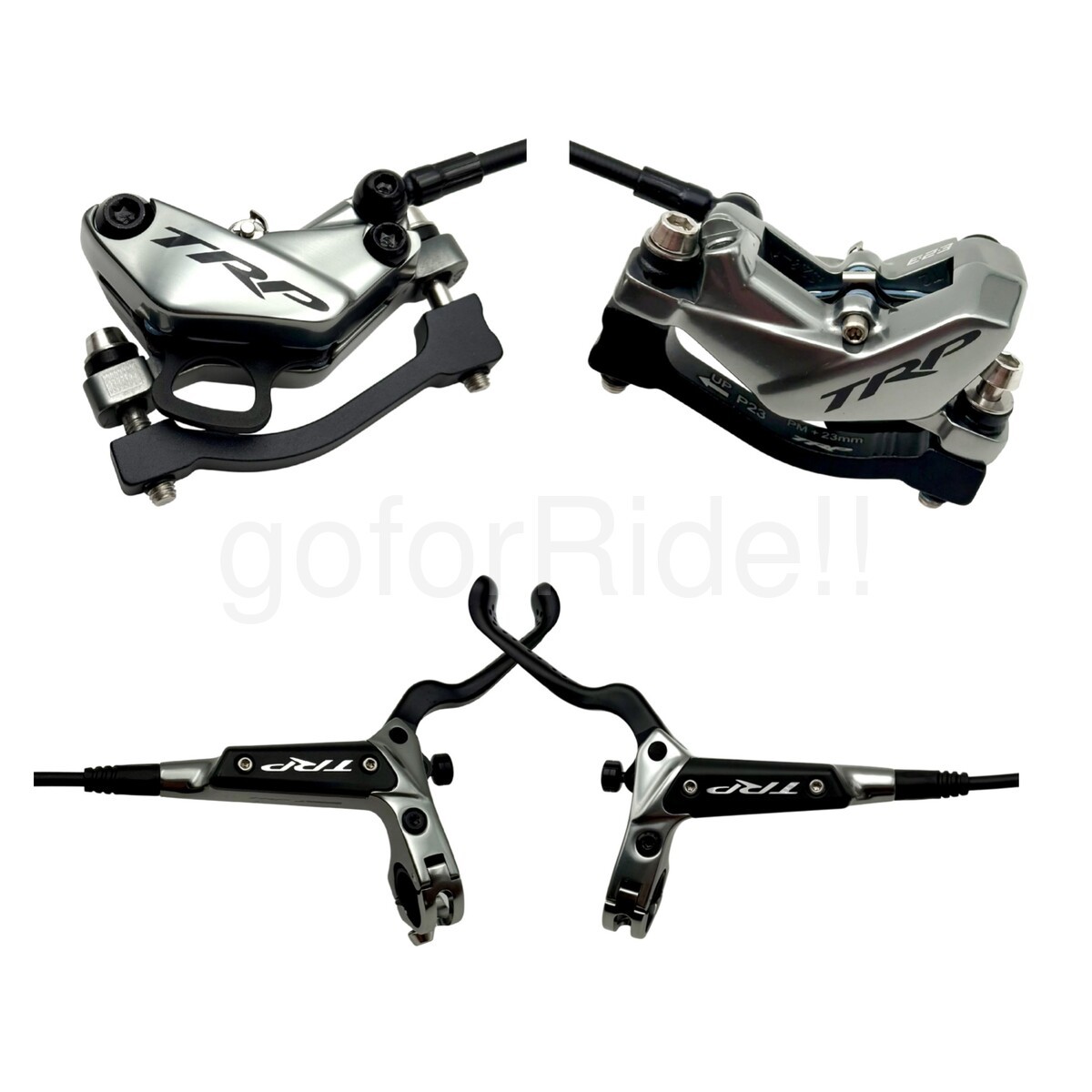 TRP HD-M846 DH-R EVO 4-Piston Hydraulic Disc Brake Set Front+Rear Gray fit 223