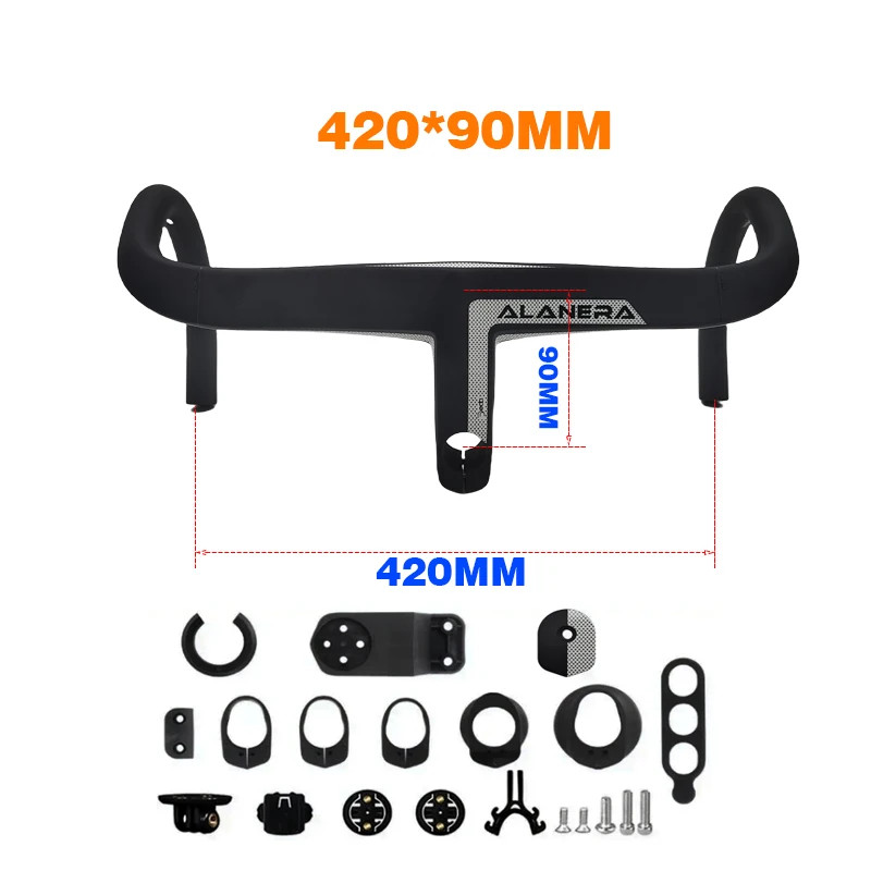 380-440mm Carbon Road Bike Drop Bar Integrated 28.6mm Fork Steer with Spacers