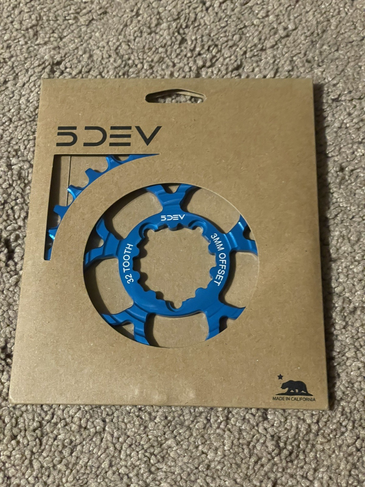 5Dev 7075 Chainring, 32t, 3mm Boost, 3-Bolt SRAM, Teal, narrow wide
