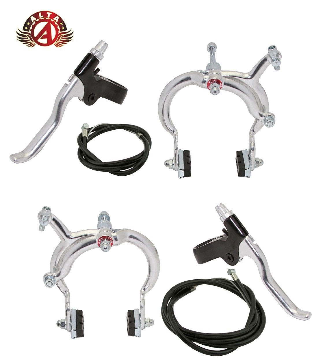 ALTA Front/Rear Bicycle Alloy Side-Pull Caliper Brake Silver Long Reach 78–102mm