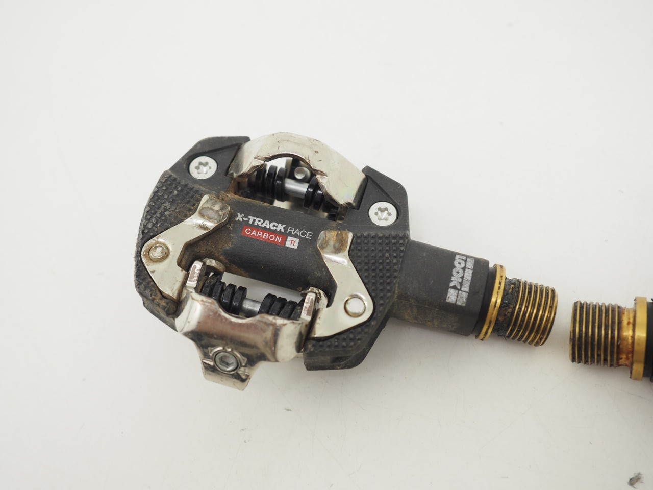 LOOK X-Track Race Carbon Ti Mountain Bike Pedals Black / Gold w/o Cleats *Good*