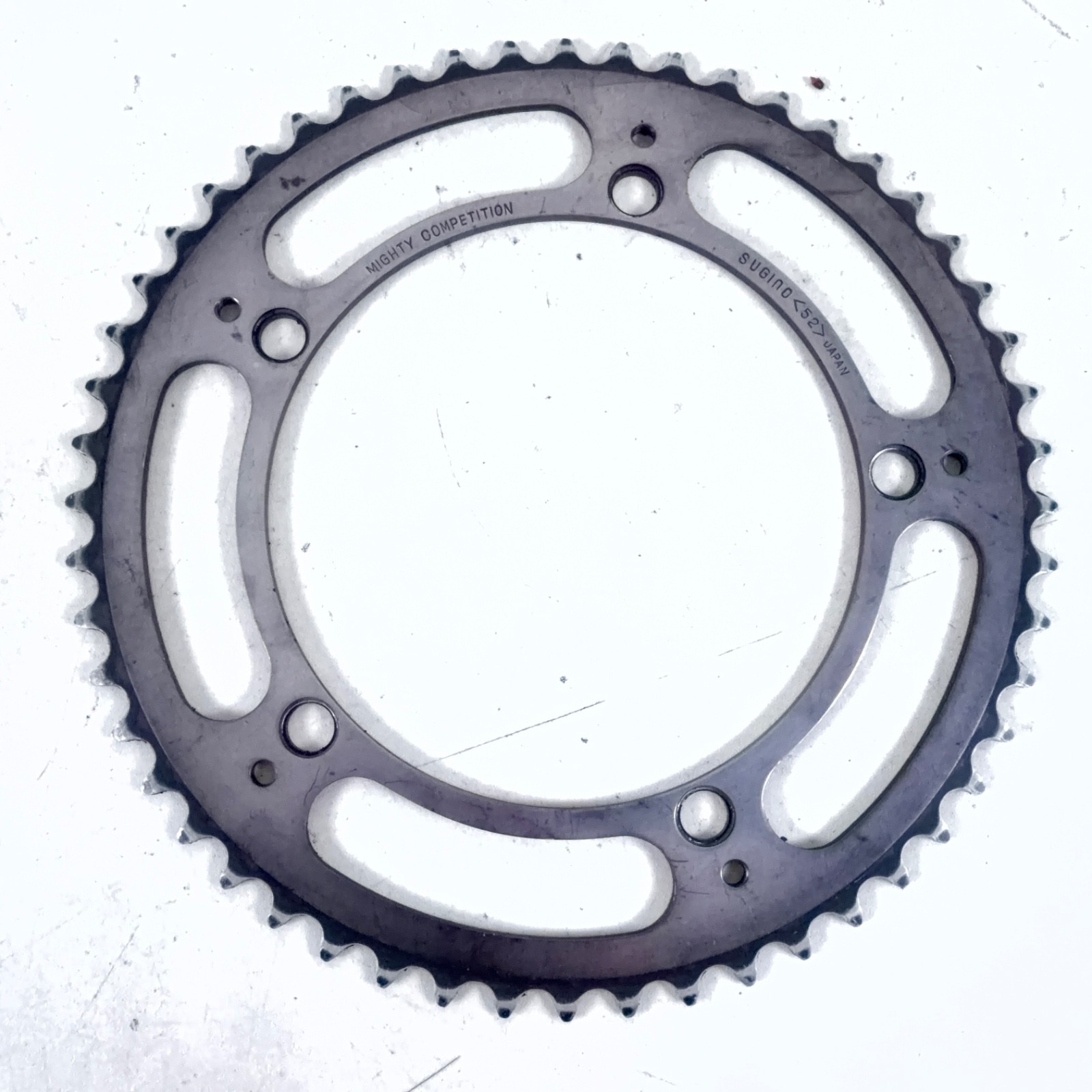 Vintage Sugino Mighty Competition 52T Chainring 144 BCD Black Alloy