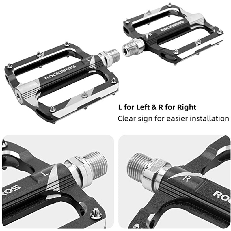 ROCKBROS Bicycle Pedals Alu 9/16″ Non-Slip Sealed Bearing Cycling Flat Pedals US