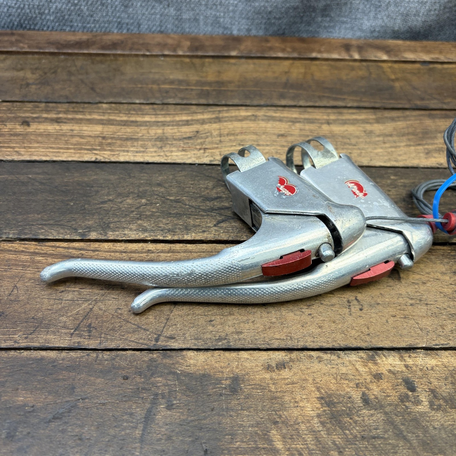 Vintage Altenburger Brake Levers Pair Drop Bar Road Bike Red Silver 4-Finger