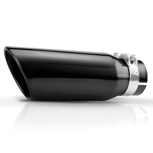 Black Exhaust Tips 2.5″ Inlet, 2.5″ Inlet 2.5″ ID – 4″ OD – 12″ Long Clamp on