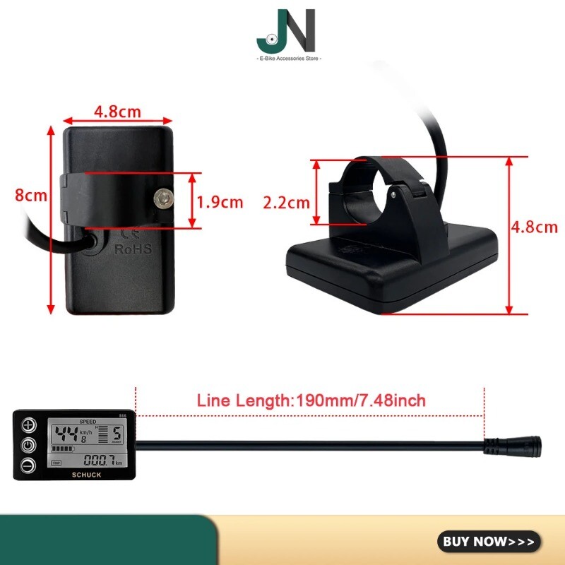 S866 LCD Display with 5 Pin Waterproof Female Connector for E-Scooter E-bike