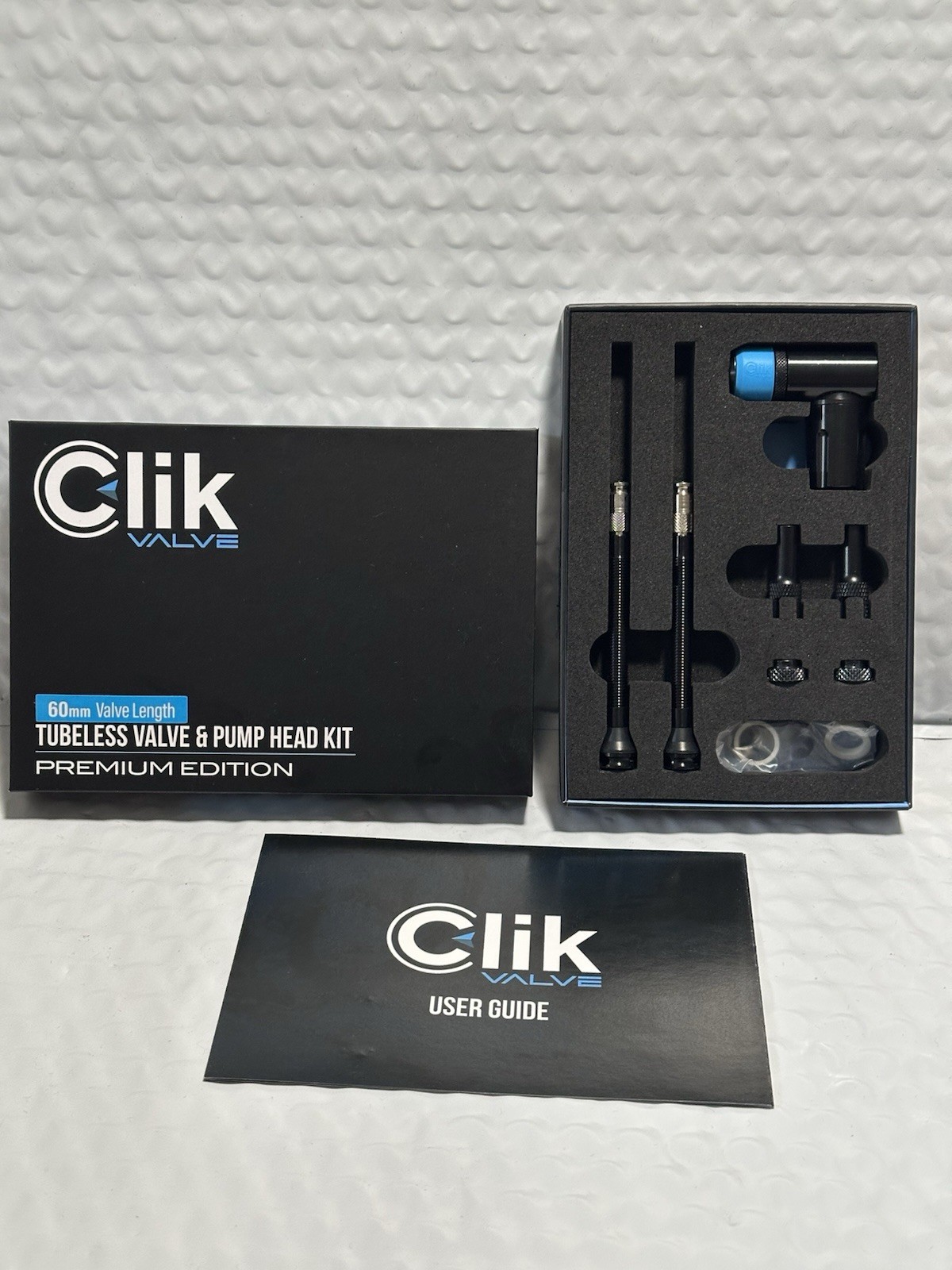 Clik Valve TUBELESS VALVE & PUMP HEAD KIT PREMIUM Edition 60mm Valve Long