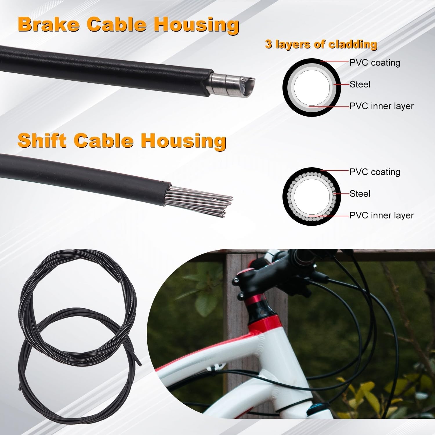 Complete Bike Cable Kit – Stainless Steel Cutter, Brake & Shift Cables Included