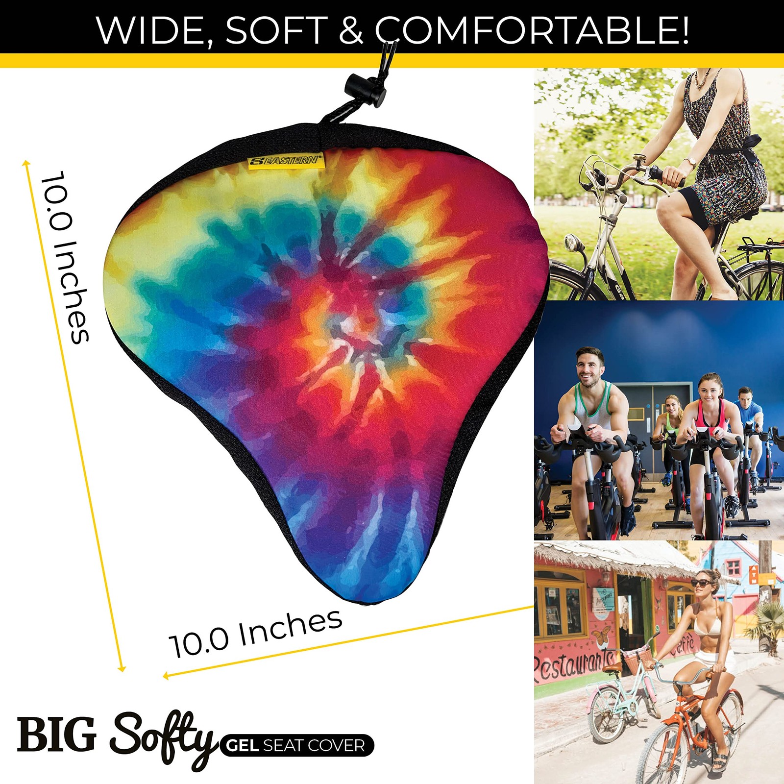 Big Softy Gel Bike Seat Cushion Cover – Extra-Wide Saddle Pad for Cruiser, Ex…