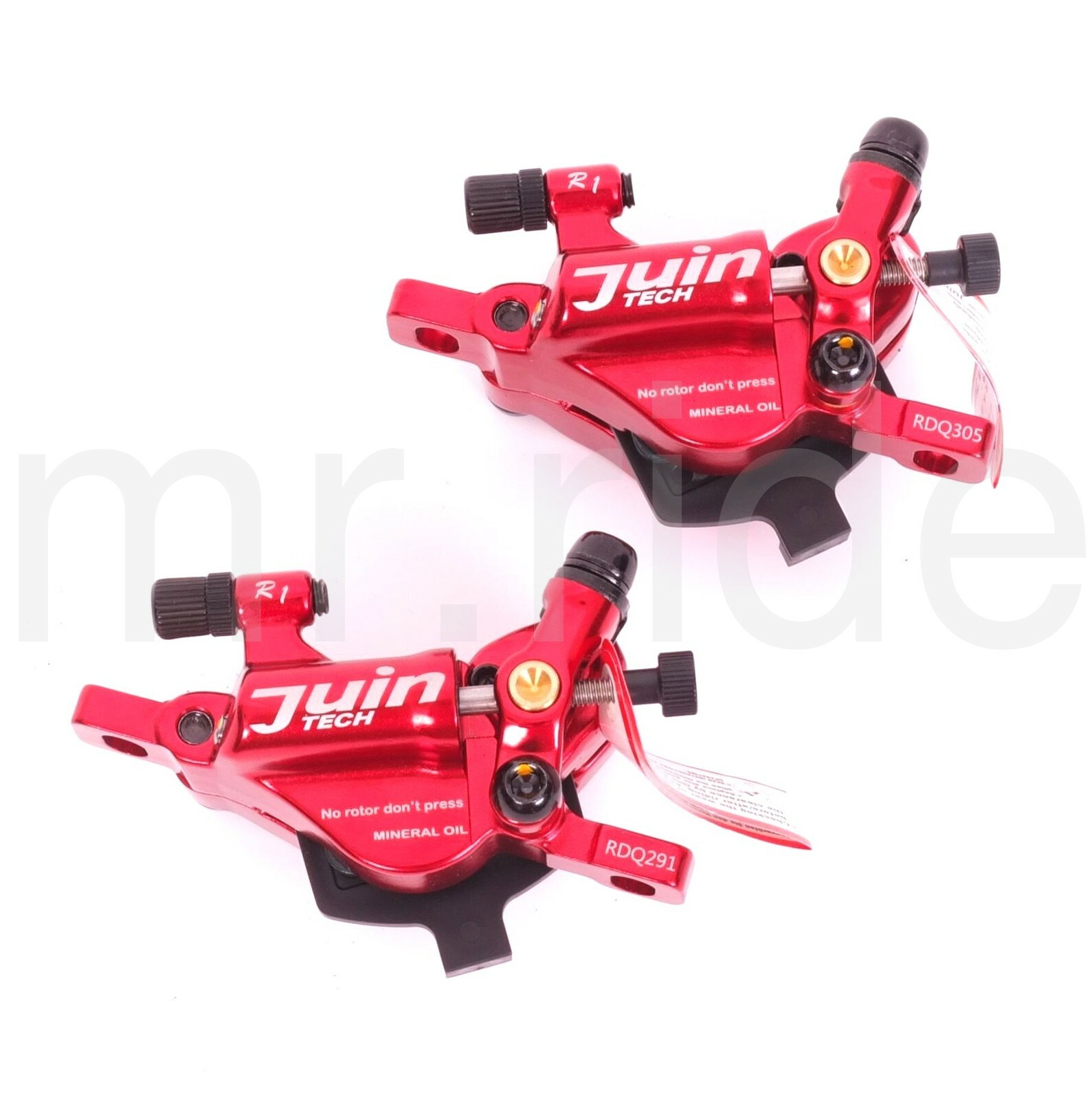 JUIN R1 Cable-Actuated Hydraulic Road or CX Disc Brake set with 160mm rotors Red