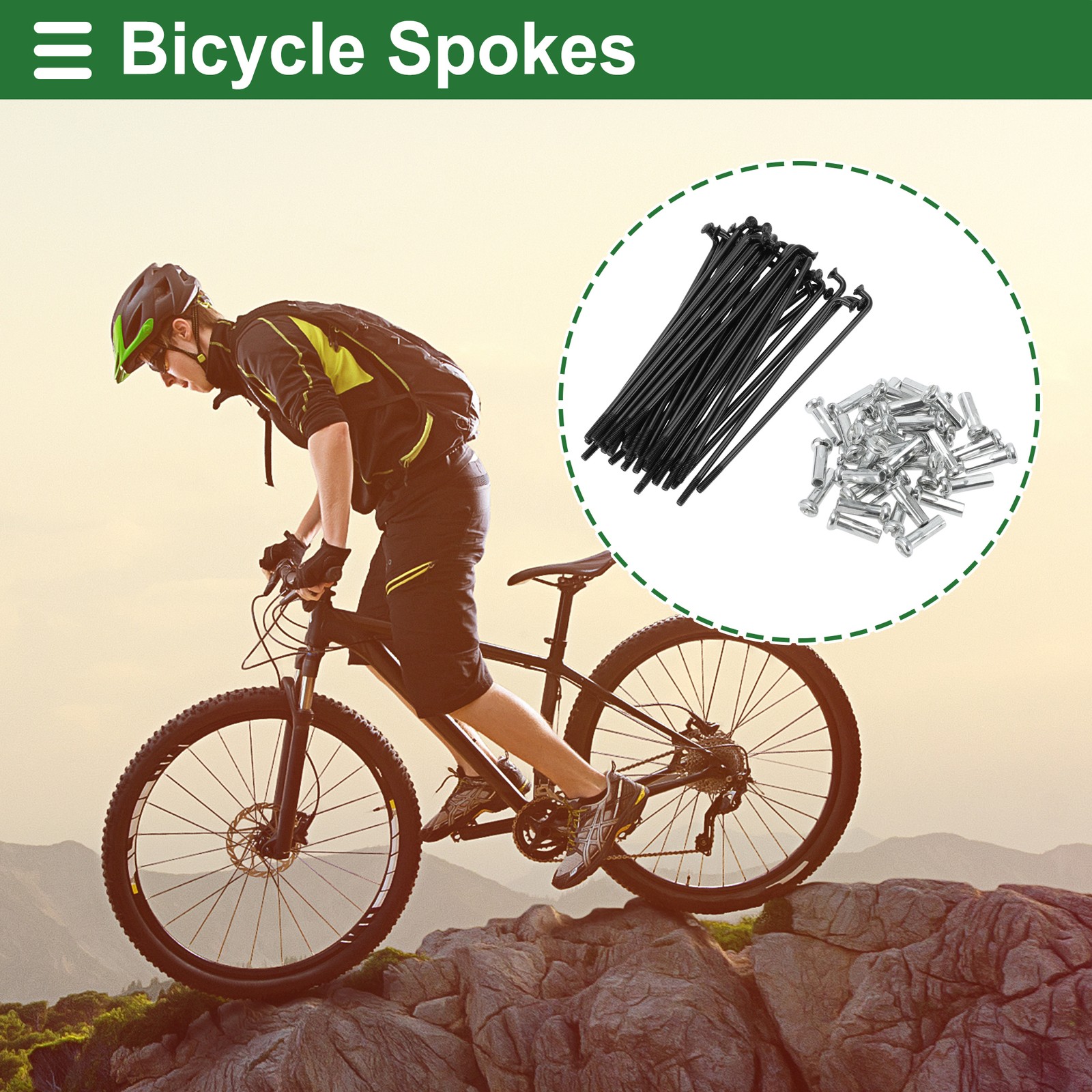 14G 74mm Length Bicycle Spokes Nipple Carbon Steel Black Universal