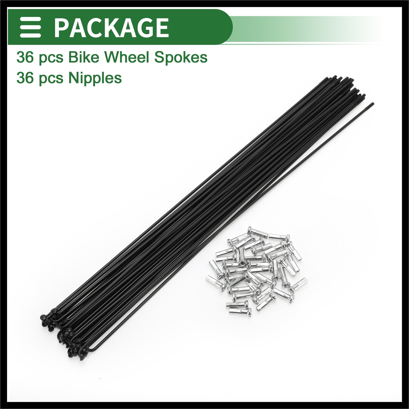 1Set 14G 267mm Length Bicycle Spokes Nipple Carbon Steel Black Universal