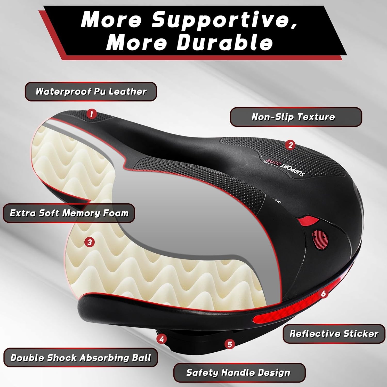 Bicycle Saddle bike Comfort Wide Soft Gel Bike Seat Sporty Air Cushion men women