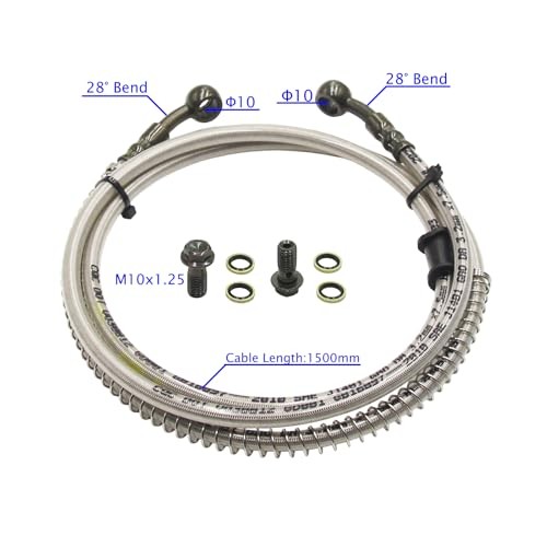 1500mm 59 Inch M10 Banjo Bolts Front Hydraulic Brake Hose Line Hose Cable ATV